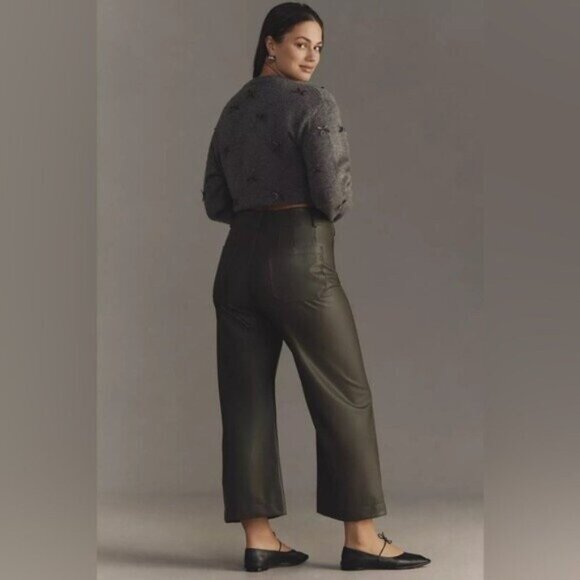 NWT Size 20W- The Colette Faux-Leather Crop Wide-Leg Pants Maeve (NWT US$ 148) - Picture 3 of 16